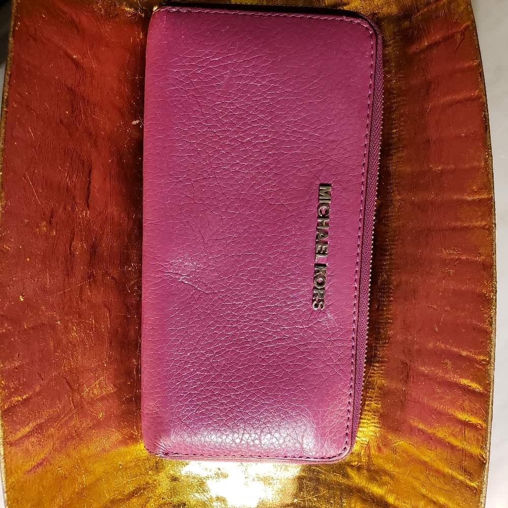 Michael Kors Plum Pebble Leather Wallet